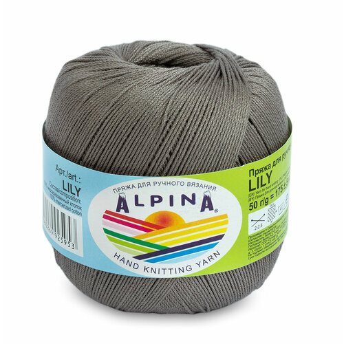 Пряжа ALPINA "LILY" 100% мерсеризованный хлопок 50 г 175 м №232 серый