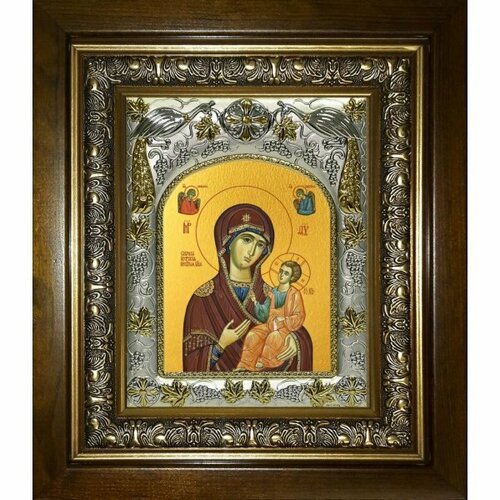 Икона Иверская Божья Матерь, 14x18 см, в деревянном киоте 20х24 см, арт вк-5561