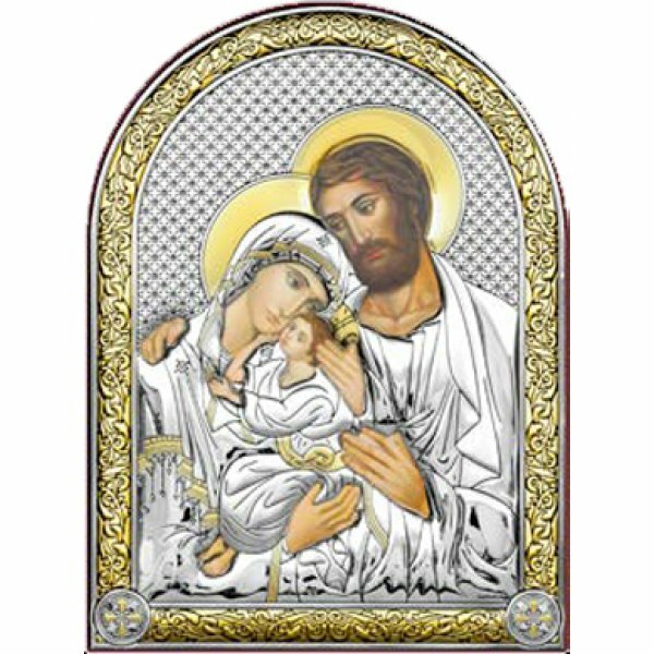 Икона Святое Семейство серебряная с позолотой, арт БЧ-127