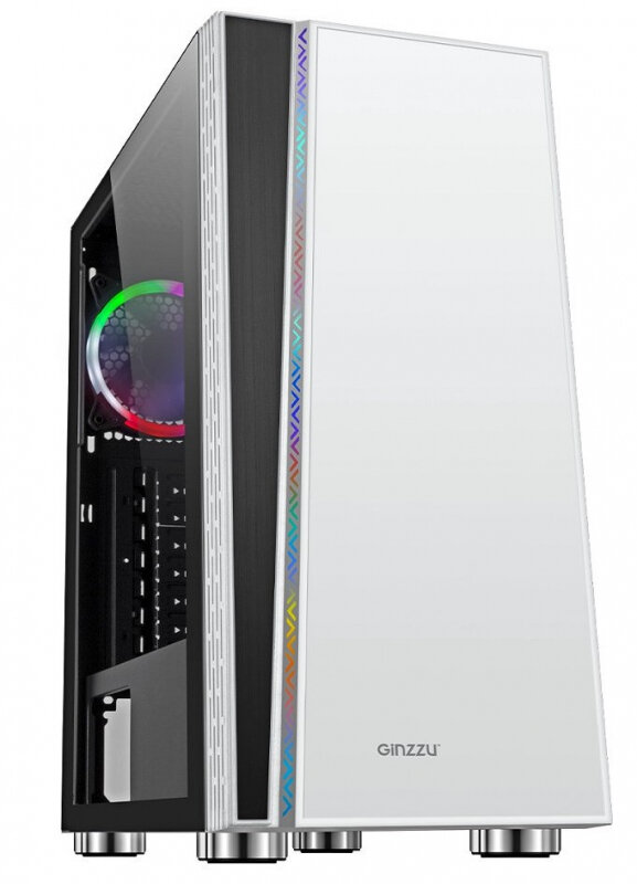 Корпус Ginzzu CL220 вентилятор 1*12LED, RGB лента, закаленное стекло на петлях с магнитным замком, белый - фотография № 18