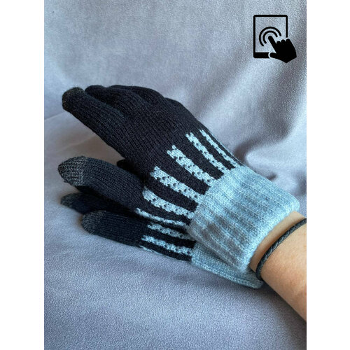 фото Перчатки kim lin, демисезон/зима, шерсть, вязаные, сенсорные, размер 18-20, черный