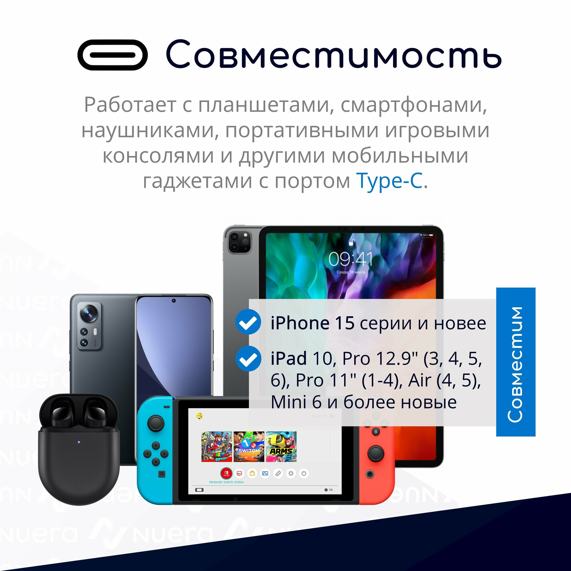 Кабель Type-C - Type-С для быстрой зарядки, 1м, белый, в коробке / Original Drop — фото 5