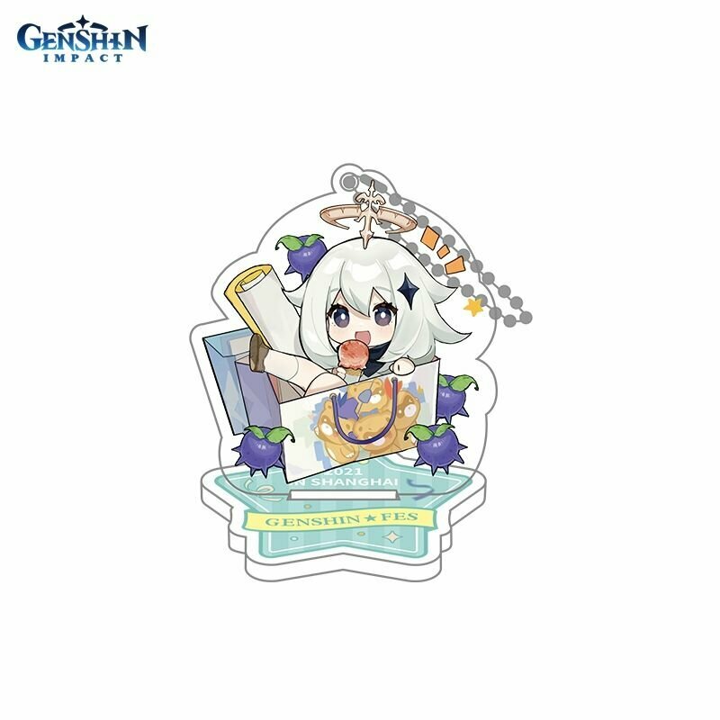 Акриловая фигурка Genshin Fes Chibi Character Standee Strap Paimon 6974096535613