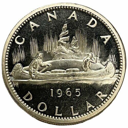 Канада 1 доллар 1965 г. (Заострённая 5, маленькие жемчужины)