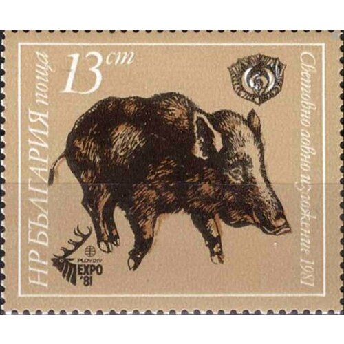 (1981-042) Марка Болгария Кабан Международная охотничья выставка, Пловдив III Θ