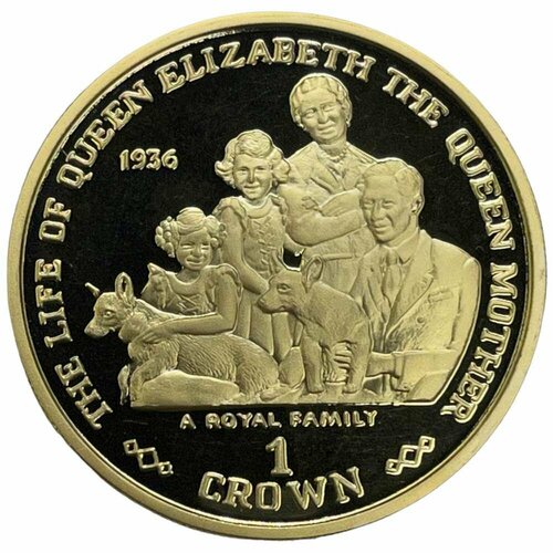 Гибралтар 1 крона 1999 г. (Жизнь Королевы-матери - Семейный портрет 1936) (Proof) queen elizabeth ii and the royal family