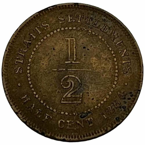 Стрейтс-Сетлментс 1/2 цента 1884 г. клуб нумизмат монета 1 4 цента индии медь виктория