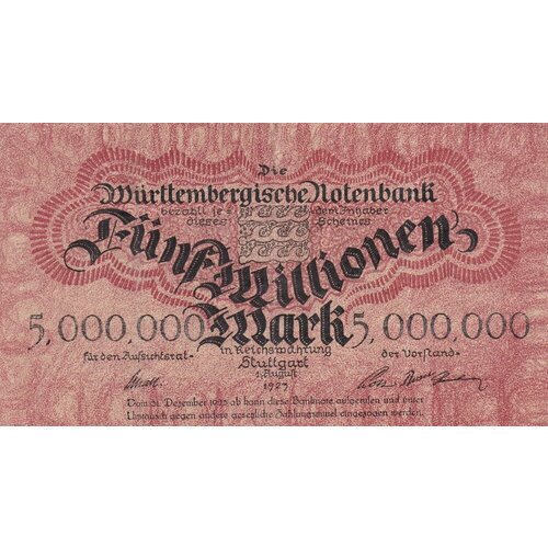 Германия (Веймарская Республика) Штутгарт 5000000 марок 1923 г.