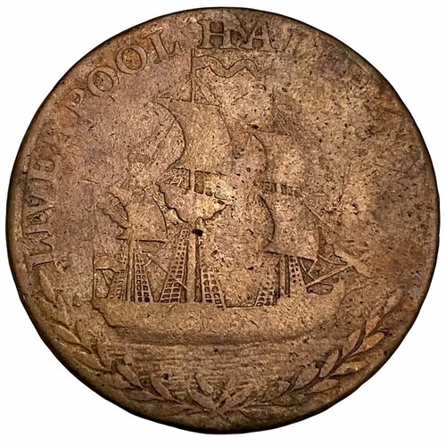 Великобритания, Ливерпуль токен 1/2 пенни 1791 г. (Томас Кларке) (2) великобритания уорикшир токен 1 2 пенни 1791 г джон уилкинсон вулкан