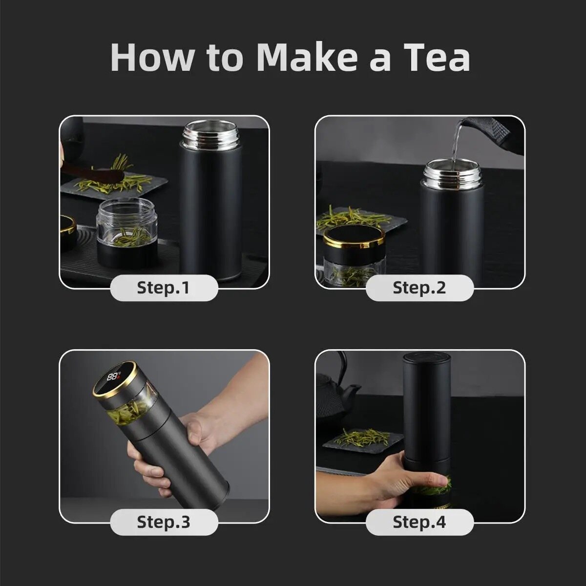 чайный / Термос для чая и кофе/ Заварочный чайник / Термос с дисплеем OLED/ / умный термос/ Термос с LED дисплеем / Стальной - фотография № 8