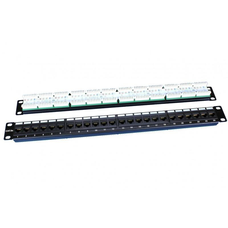 Патч-панель 19' 1U 24 порта RJ45 категория 5e Dual IDC ROHS черный , HYPERLINE 246095 (1 шт.)