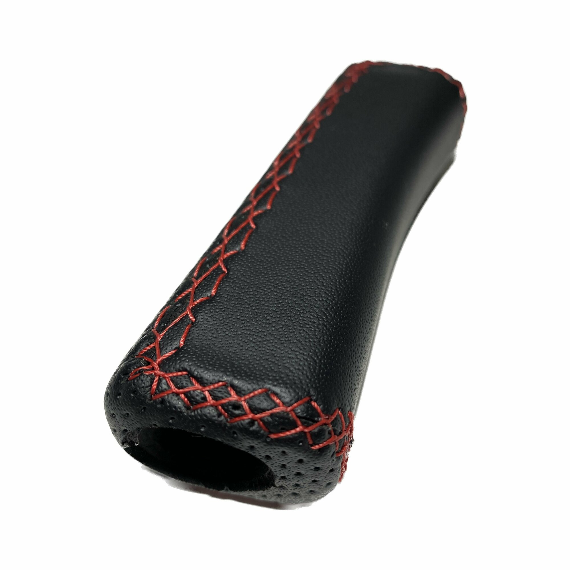 Ручка ручного тормоза (ручника) с Красной строчкой для LADA ВАЗ GRANTA KALINA PRIORA NIVA 4x4 2101-0721092108 перетянутая в экокожу "Premium"