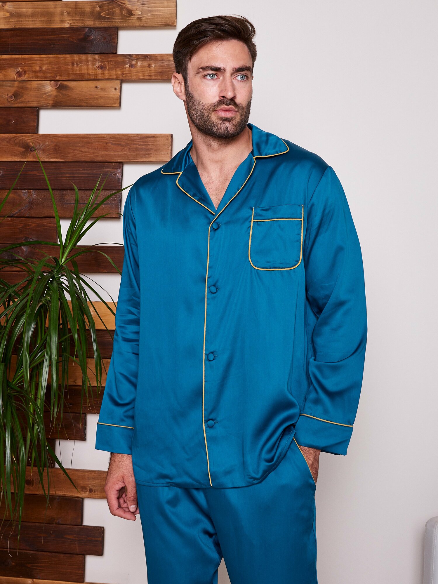 Пижама мужская из тенселя ( брюки и рубашка), размер 48 - фотография № 2