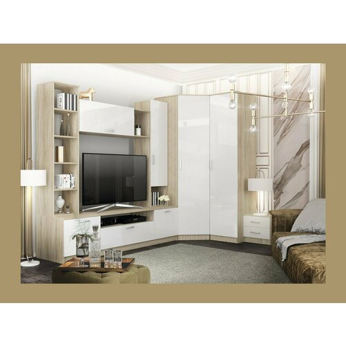 Модульная гостиная Софи композиция 4 Белый глянец Дуб Сонома 32078₽