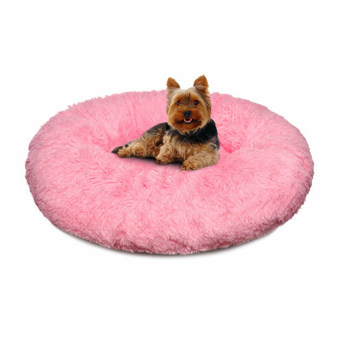 Лежанка для кошек, лежанка для собак PetSmile №2 розовая, диаметр 55см.