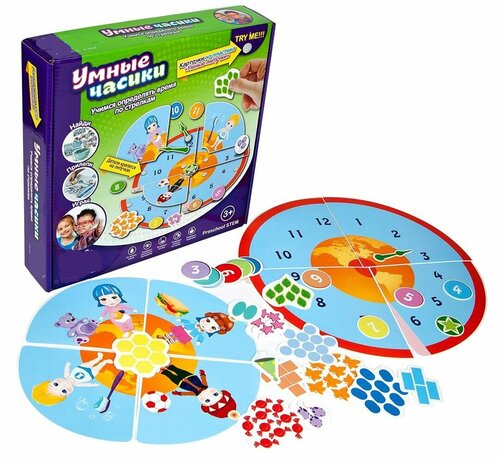 Развивающая игра на липучках, Умные часики, обучающая игра, для детей от 3 лет.
