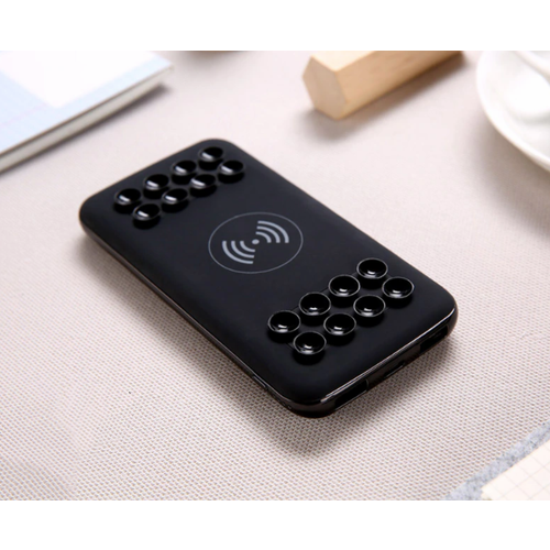 Внешнее портативное зарядное устройство MyPads Повербанк Power Bank 10000mah с функцией беспроводной зарядки на присосках черный 190900₽