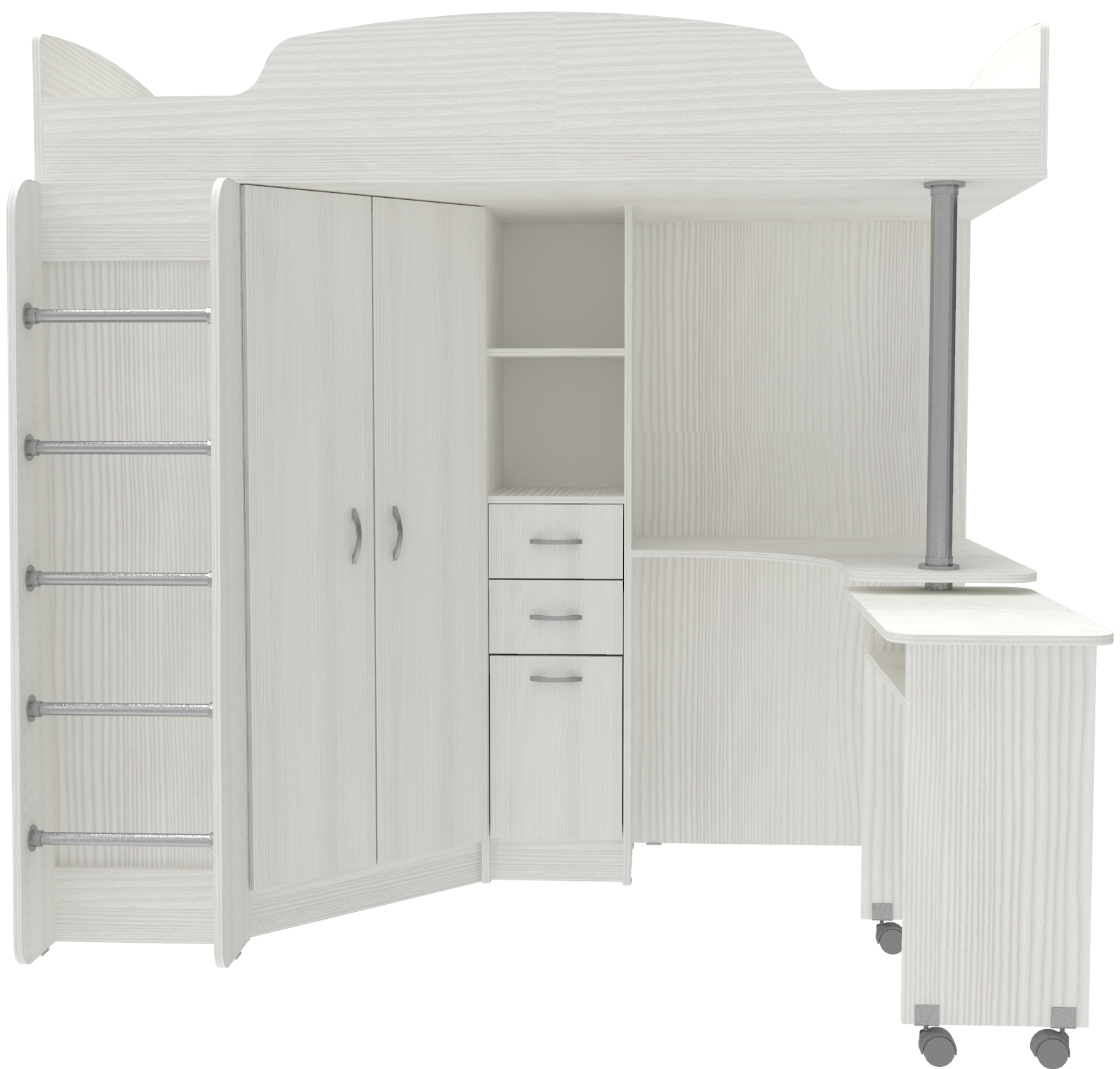 фото Кровать чердак Теремок-1 Белое Дерево Белое Дерево