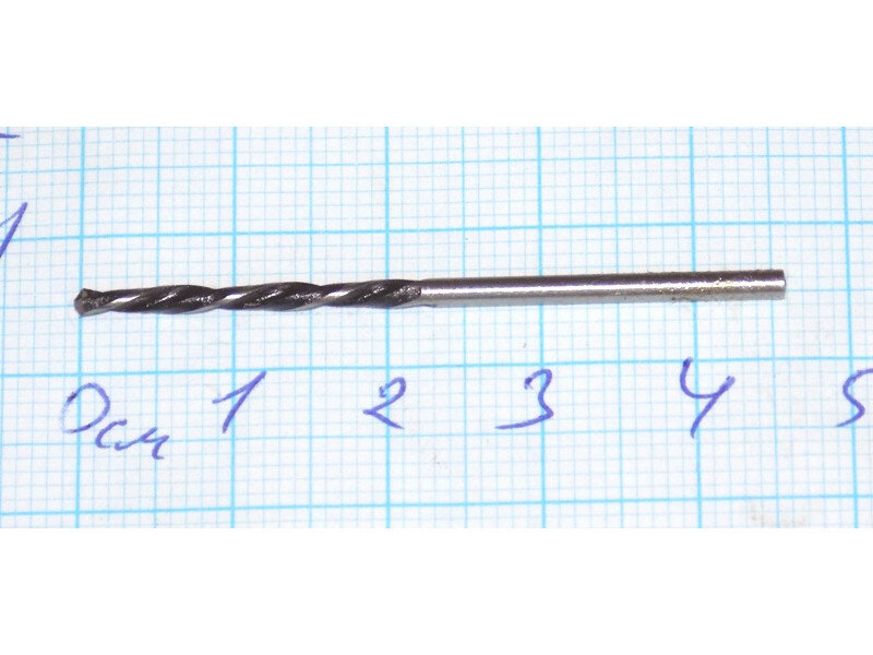 фото Сверло 1,9 мм р6м5 с ц/х левое СССР ГОСТ 10902-77