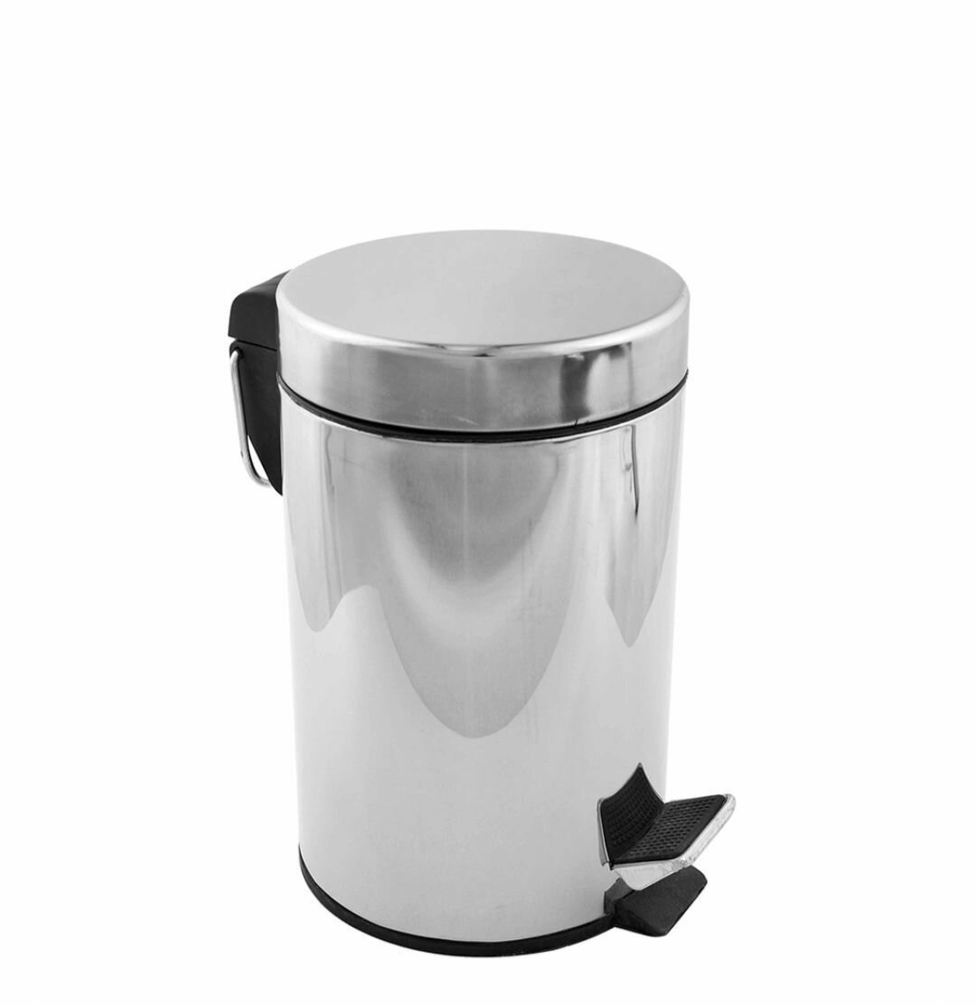 фото Ведро для мусора 12 л с педалью хром