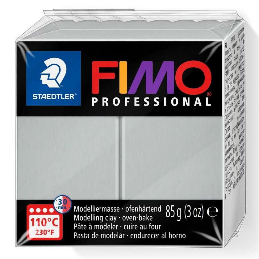 Глина полимерная для лепки Fimo Рrofessional, запекаемая, 85 гр Серый дельфин