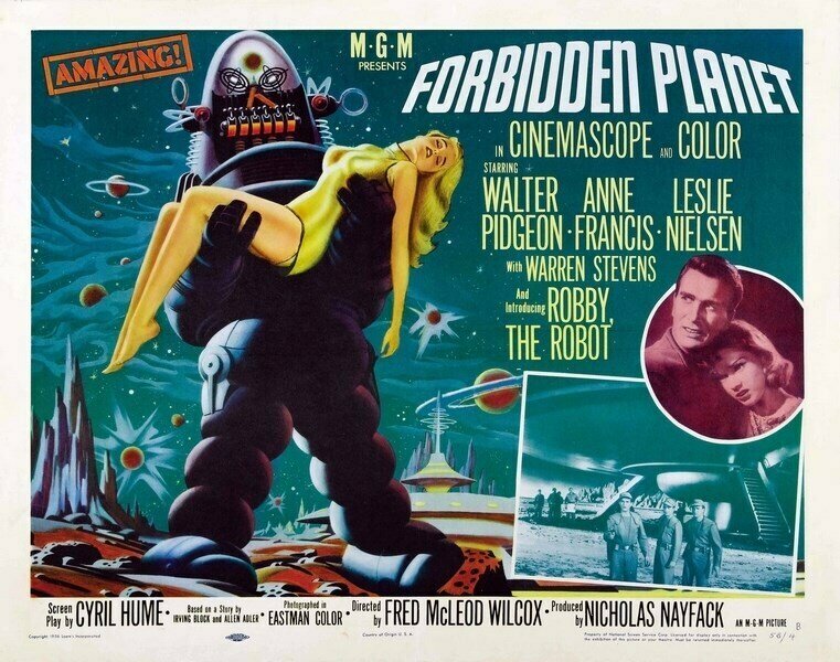 Плакат постер на бумаге Запретная планета (Forbidden Planet) Фред М. Уилкокс. Размер 21 х 30 см