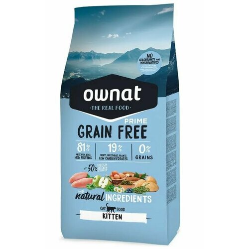 Ownat Kitten Prime Корм сухой беззерновой для котят, с мясом цыплёнка и индейки, 1 кг