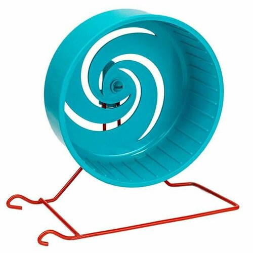 игрушка для грызунов шар прогулочный d 12 см с подставкой цвет красный 1 шт Игрушка для грызунов, колесо пластиковое, д14см с подставкой из металла, цвет бирюзовый, 1 шт.