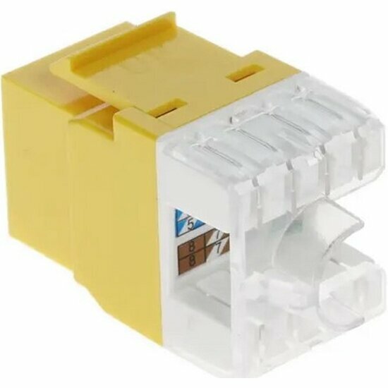 Модуль Keystone Lanmaster , RJ45, кат.5E, UTP, 180 градусов, со встроенной шторкой, желтый (LAN-OK45U5E/180P-YL)