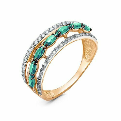 Кольцо Diamant online, золото, 585 проба, изумруд, бриллиант, размер 18, зеленый, бесцветный кольцо diamant online золото 585 проба изумруд бриллиант размер 18 зеленый бесцветный