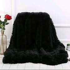 фото Плед покрывало меховой двухсторонний "Блюмарин" чёрный