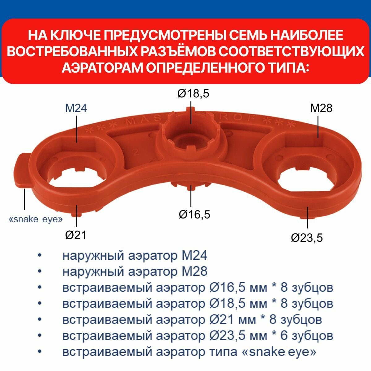 Ключ для аэратора универсальный MASTERPROF