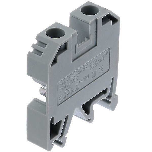 фото Клемма ЗН101-10-70A-07 винтовая 32404DEK серая 10мм2 70А 800В ширина 10,5мм DEKraft (9 шт. в комплекте)