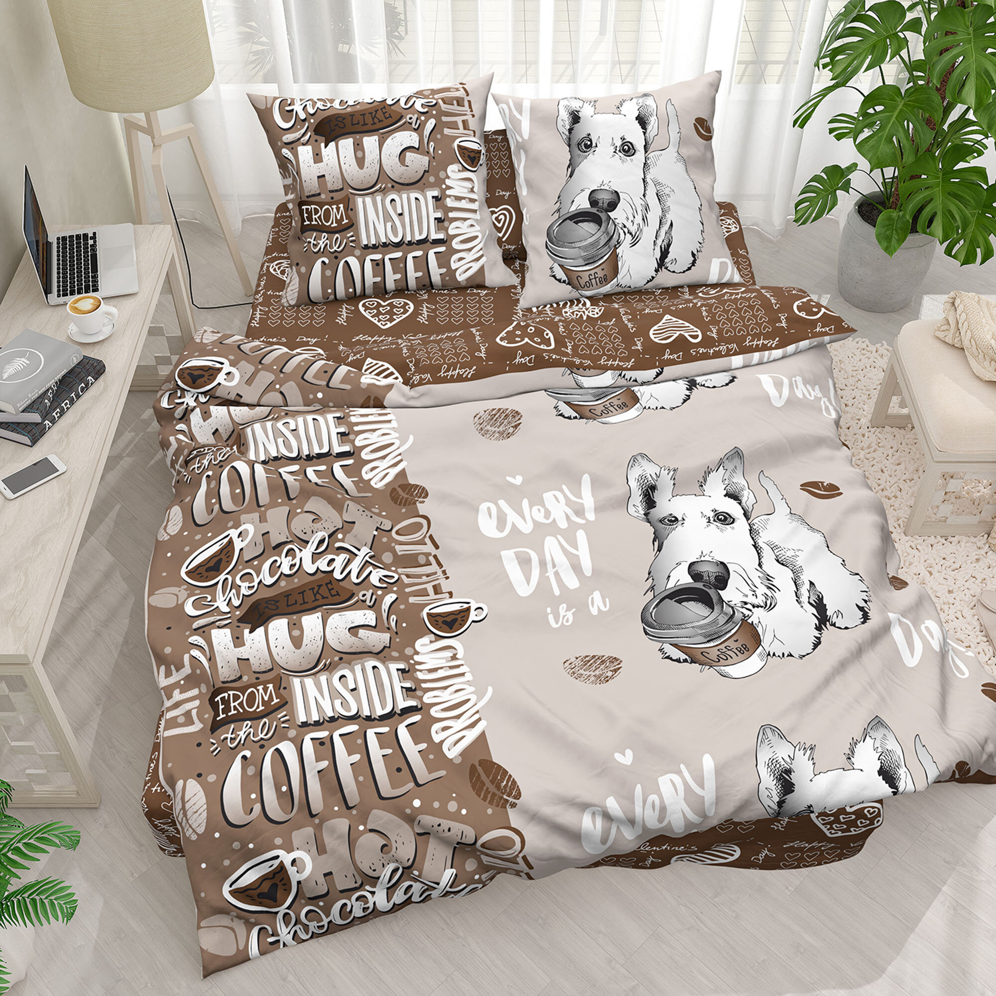 фото Постельное белье Папалино "Осенние листья" 1,5 спальный, поплин, 100% хлопок