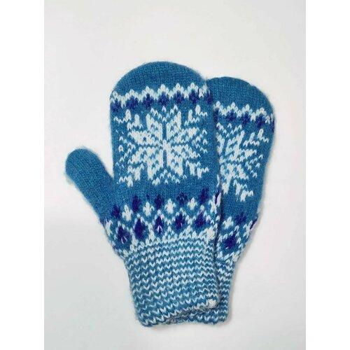 Варежки Рассказовские варежки, размер 8-10 лет, белый, зеленый