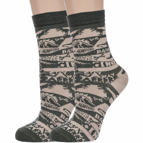 фото Носки красная ветка 2 пары, размер 20-22, хаки, бежевый