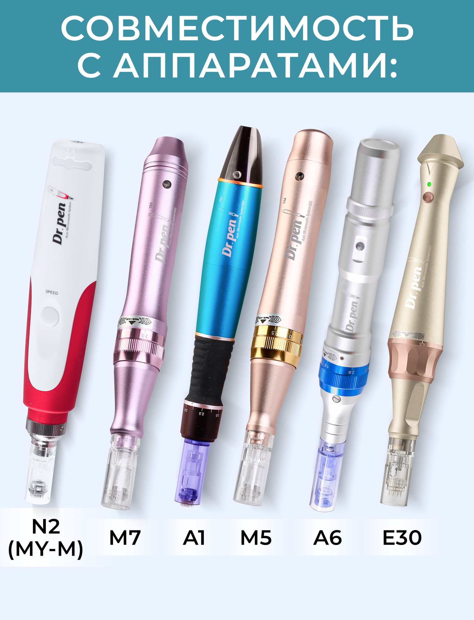 DERMA PEN Dr.pen Bayonet white cartridge Nano needle Картридж с Нано иглами для дермапен My-M/А1/N2/M5/А6/М7, Белый байонет