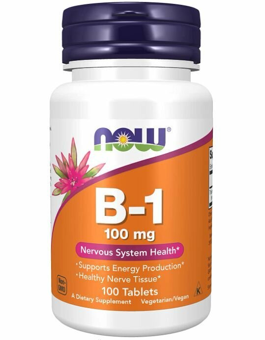 NOW Foods Vitamin B-1 100 mg 100 Tablets, Витамин Б-1 100 мг 100 таблеток