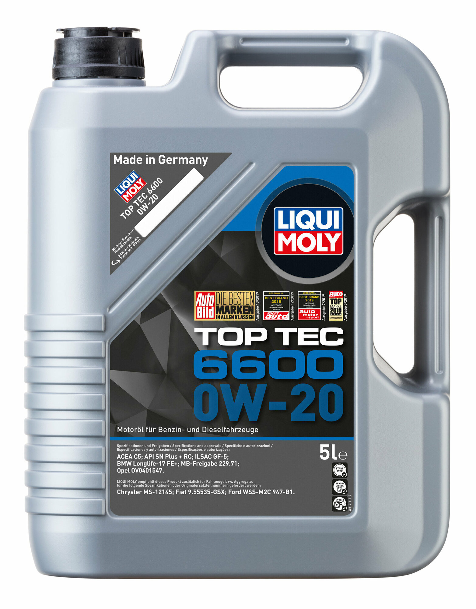 Моторное масло Liqui Moly Top Tec 6600 0W20 hc-синтетическое 5л