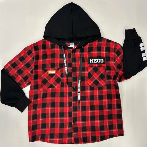 фото Рубашка, размер xl, красный, черный wang jong