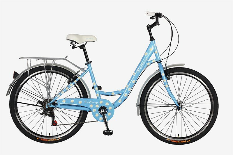 Велосипед женский городской VELTORY 26V-415 / голубой /26 колесо / стальная рама