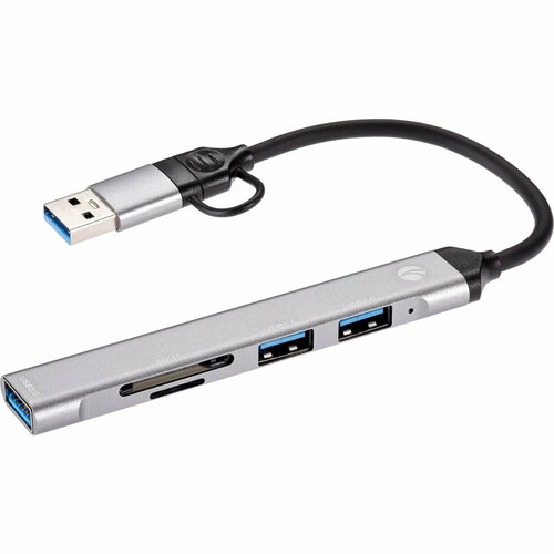 Адаптер TypeC+adapter-->USB3.0+2USB2,0+SD+TF, VCOM Адаптер VCOM USB 2.0 Type-C+USB 2.0 Type-AM/USB 3.0+2 x USB 2.0 Type-AF+TF+SD (DH297) переходник type c usb 3 0 af