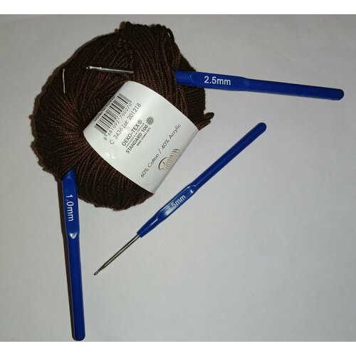 Набор крючков для вязания 3 шт, 1 мм, 2,5 мм и 3,5 мм