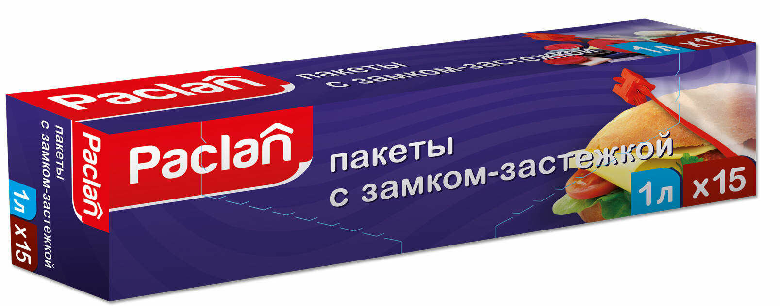 Paclan пакеты с замком- застёжкой 22х18см 1л 15шт