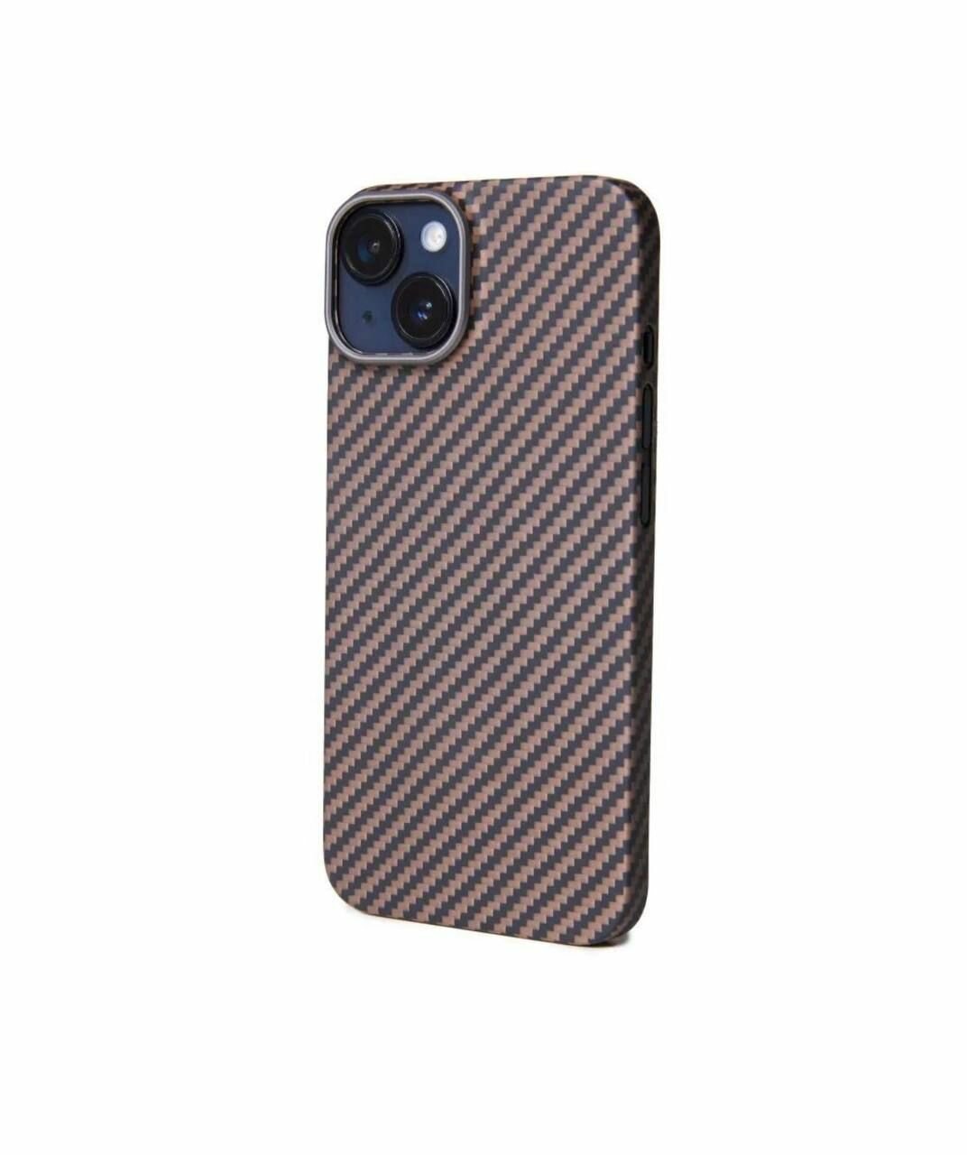 Чехол для iPhone 11 Pro KZDOO Keivlar / Противоударный кевларовый чехол айфона 11 Pro / Карбон / Черно-коричневый