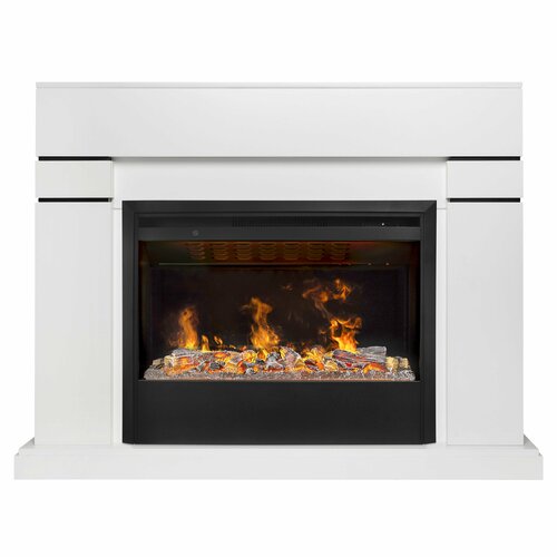 Электрокамин RealFlame LINDELSE 26 WT-P511 с очагом 3D Helios 26 SBG электрокамин 3d helios glass 26 sbg realflame с реалистичным эффектом живого огня 3d и пультом ду