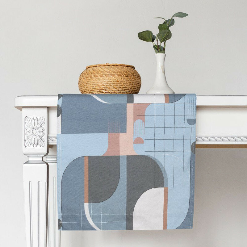 фото Дорожка столовая BELLEHOME "Синий Манхэттен", 40х160 см, для декора стола, 100 % хлопок