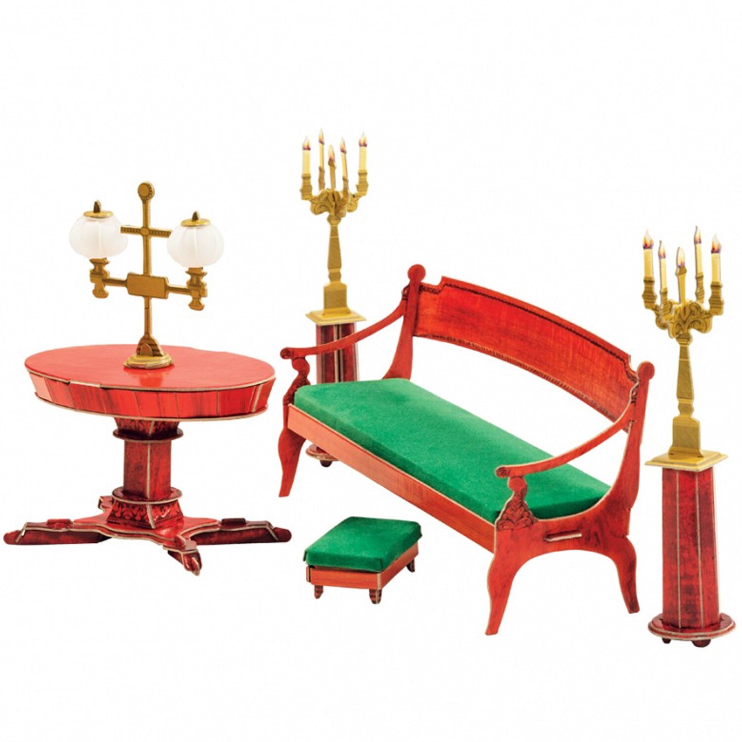 Сборная модель Умная Бумага "Диван и овальный стол из гостиной домика Нащокина", картон, от 7 лет
