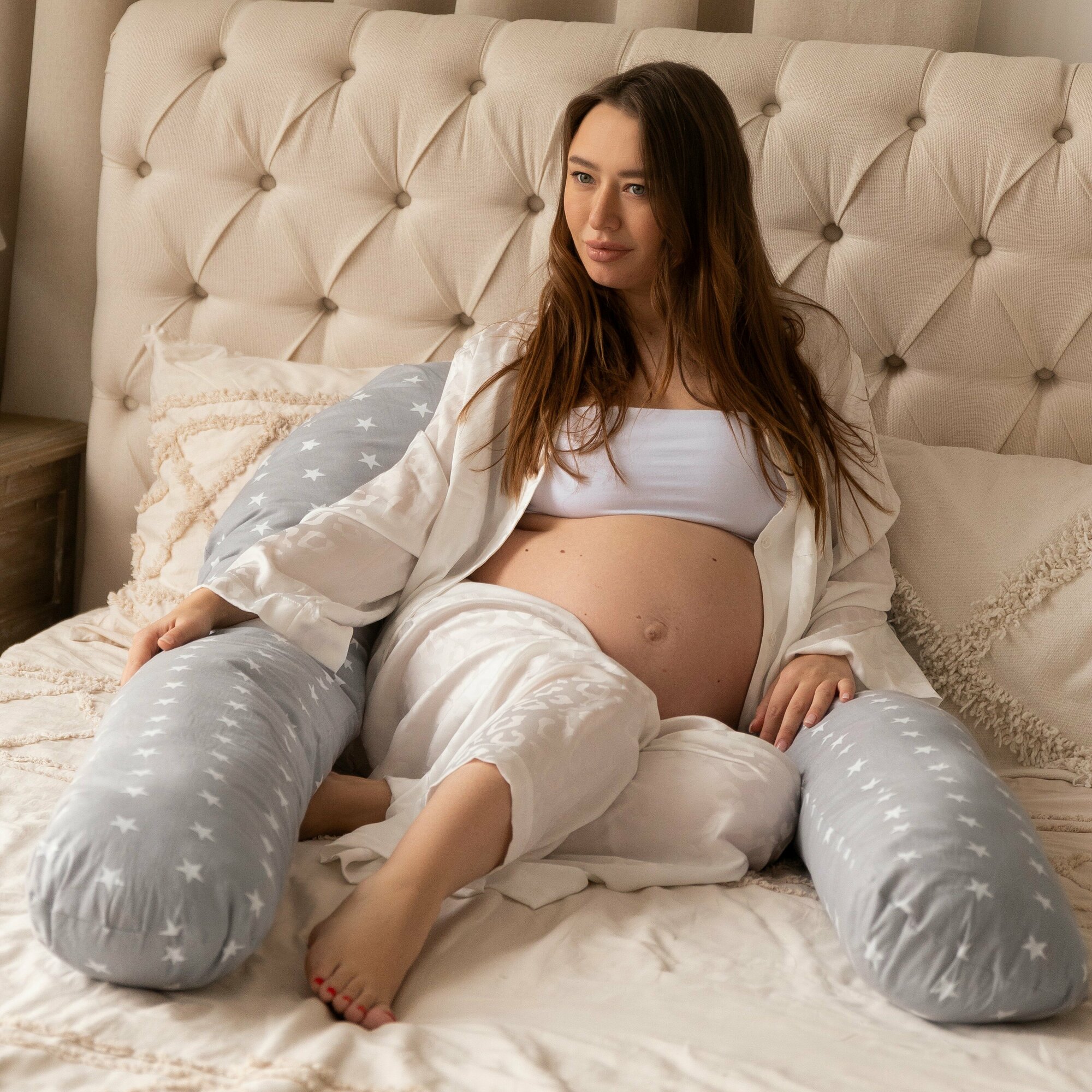 Подушка для беременных и кормящих U 340 Серый/Розовый