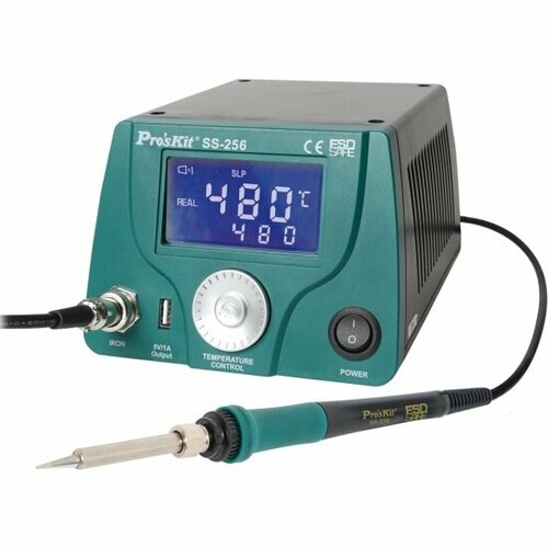 Паяльная станция Proskit SS-256B 60Вт 220В 480С ЖК-дисплей с подсветкой USB-порт 5V1A 21365₽